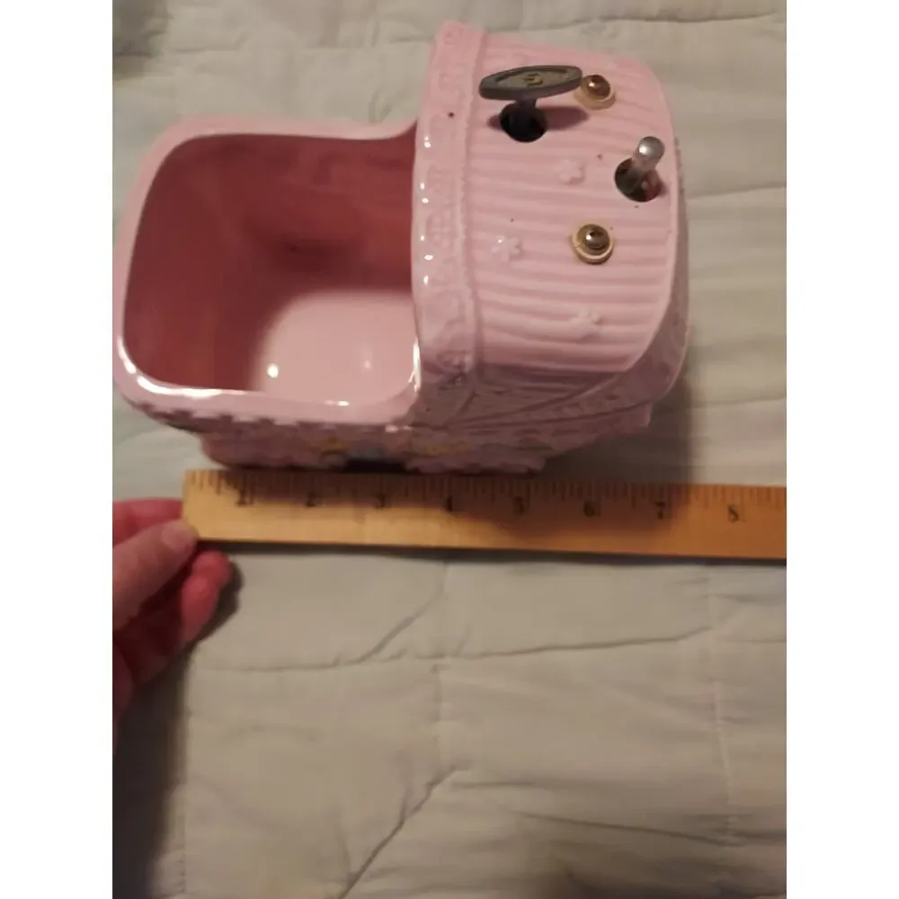 Napco Japan Planter Ceramic Pink Rock a Bye baby mechanism (needs work) EUC VTG